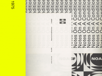 The 1975 notes on a conditional form cover artwork