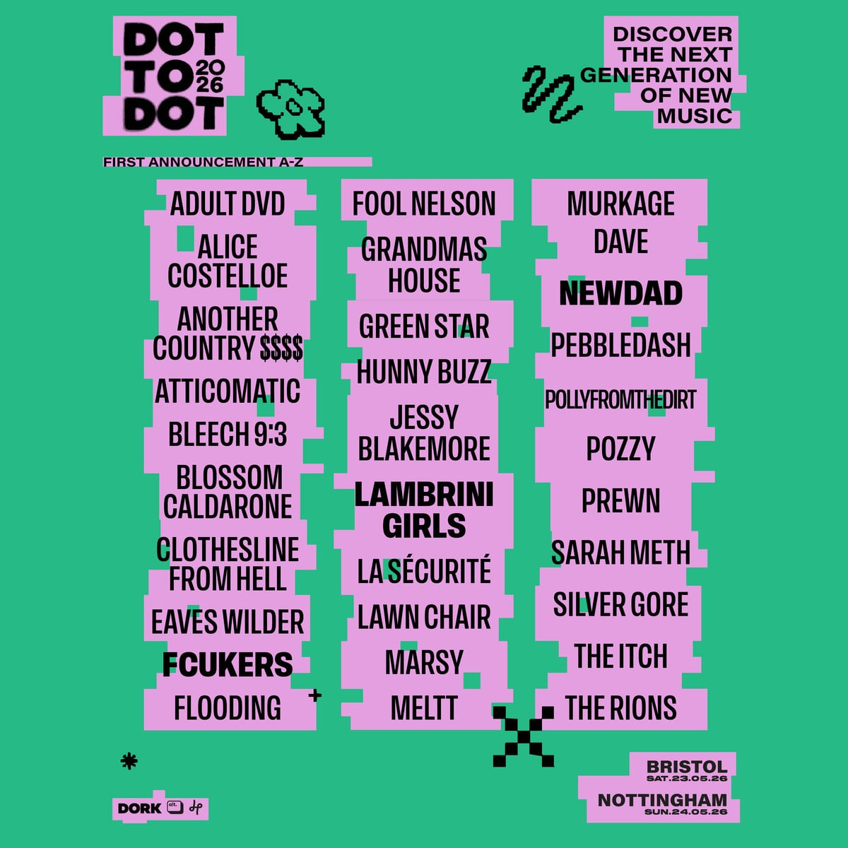 Dot To Dot Festival Unveils First 30 Acts for 2026, Led by Lambrini Girls, Fcukers, and NewDad