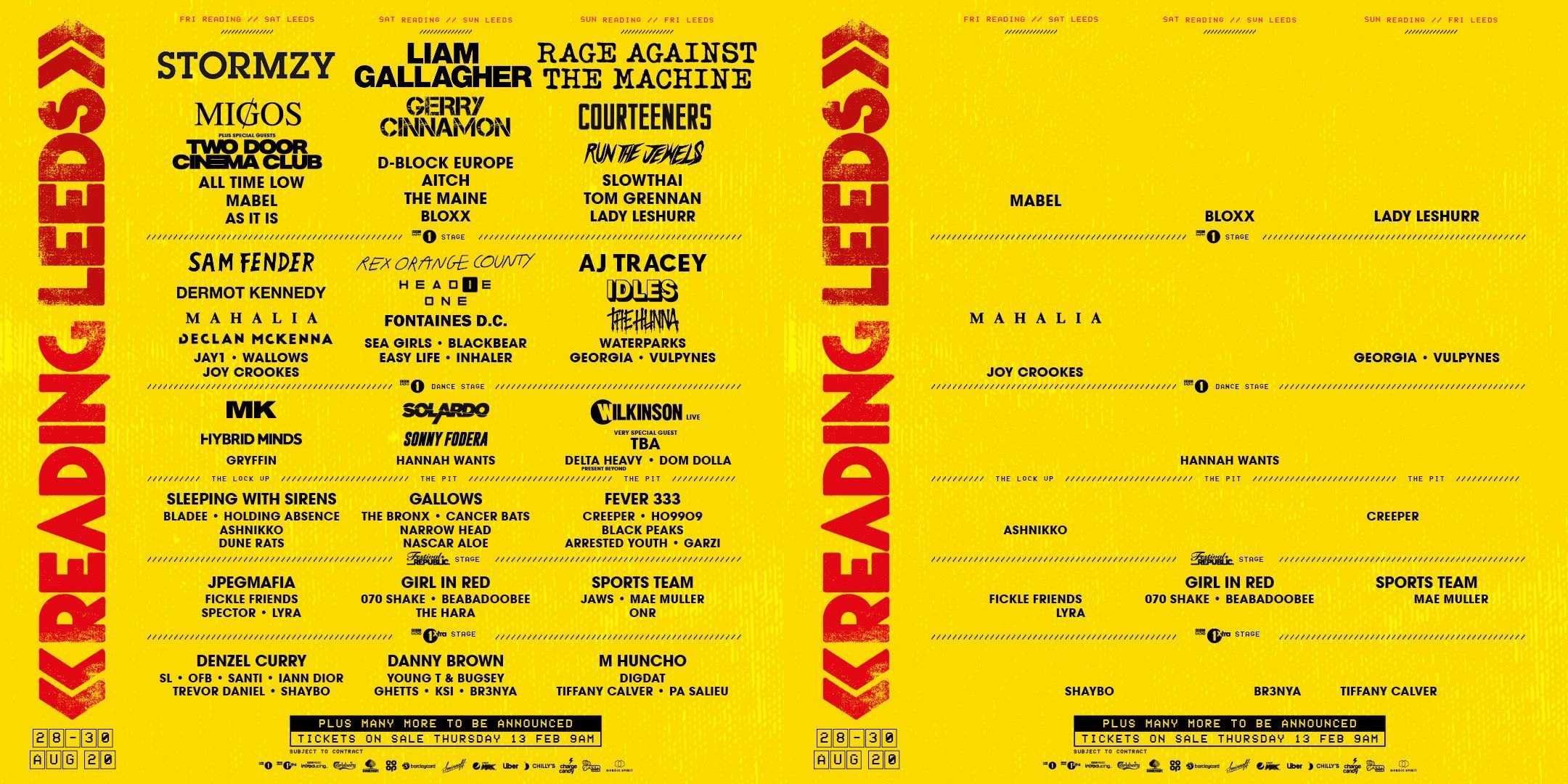 The Reading / Leeds lineup is rather thing without the male acts